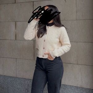 NWT Astr the label Cream Textured Women's cardigan